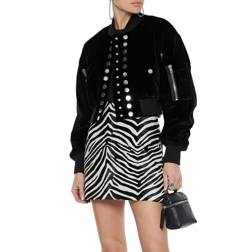 Alexander Wang cropped velvet bomber jacket